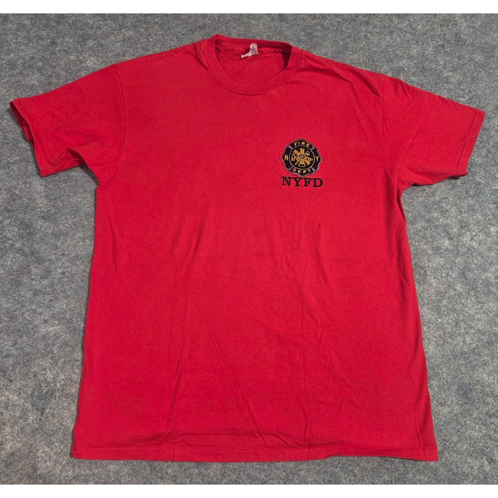 Vintage Hanes Beefy-T NYFD Fire Dept T-Shirt Mens XXL Red Made in USA 90s